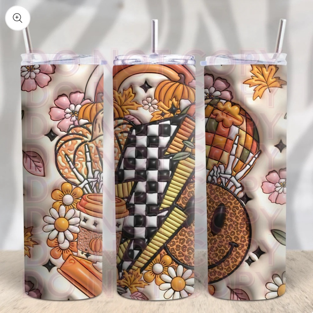 Faux 3D trendy Fall 20oz Skinny Tumbler